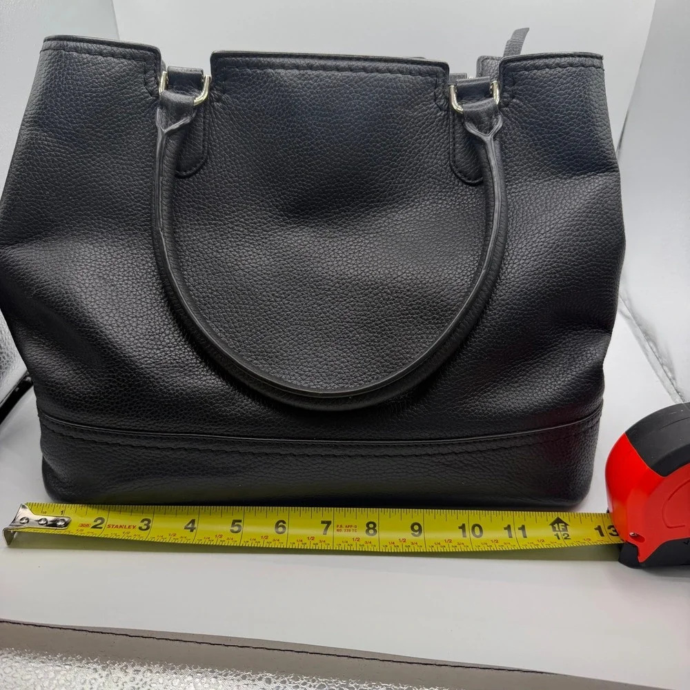 Kate Spade New York Tote Bag Womens Black Good Pebbled Leather Tassel Gold Logo